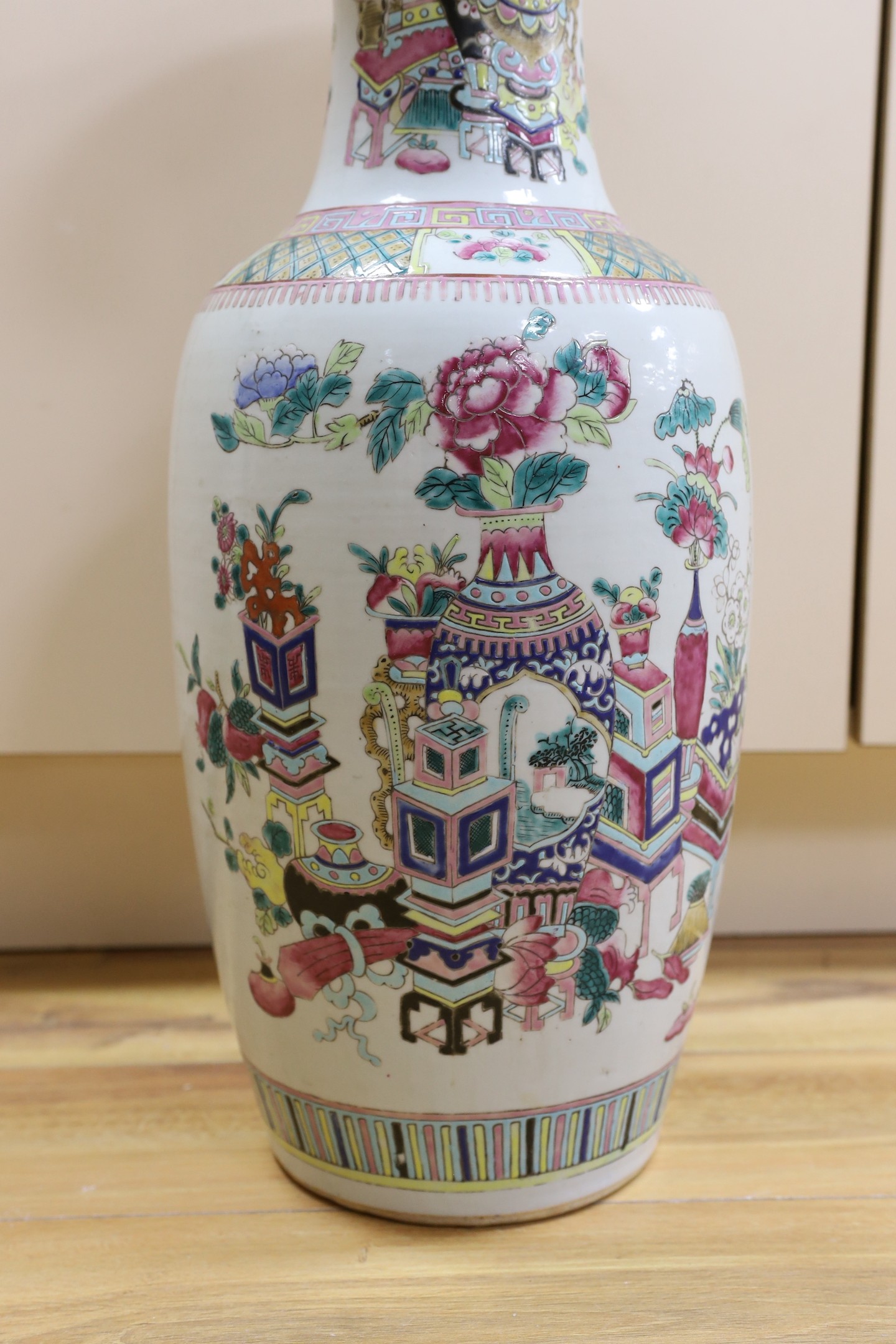 A large Chinese enamelled baluster vase, 60cms high